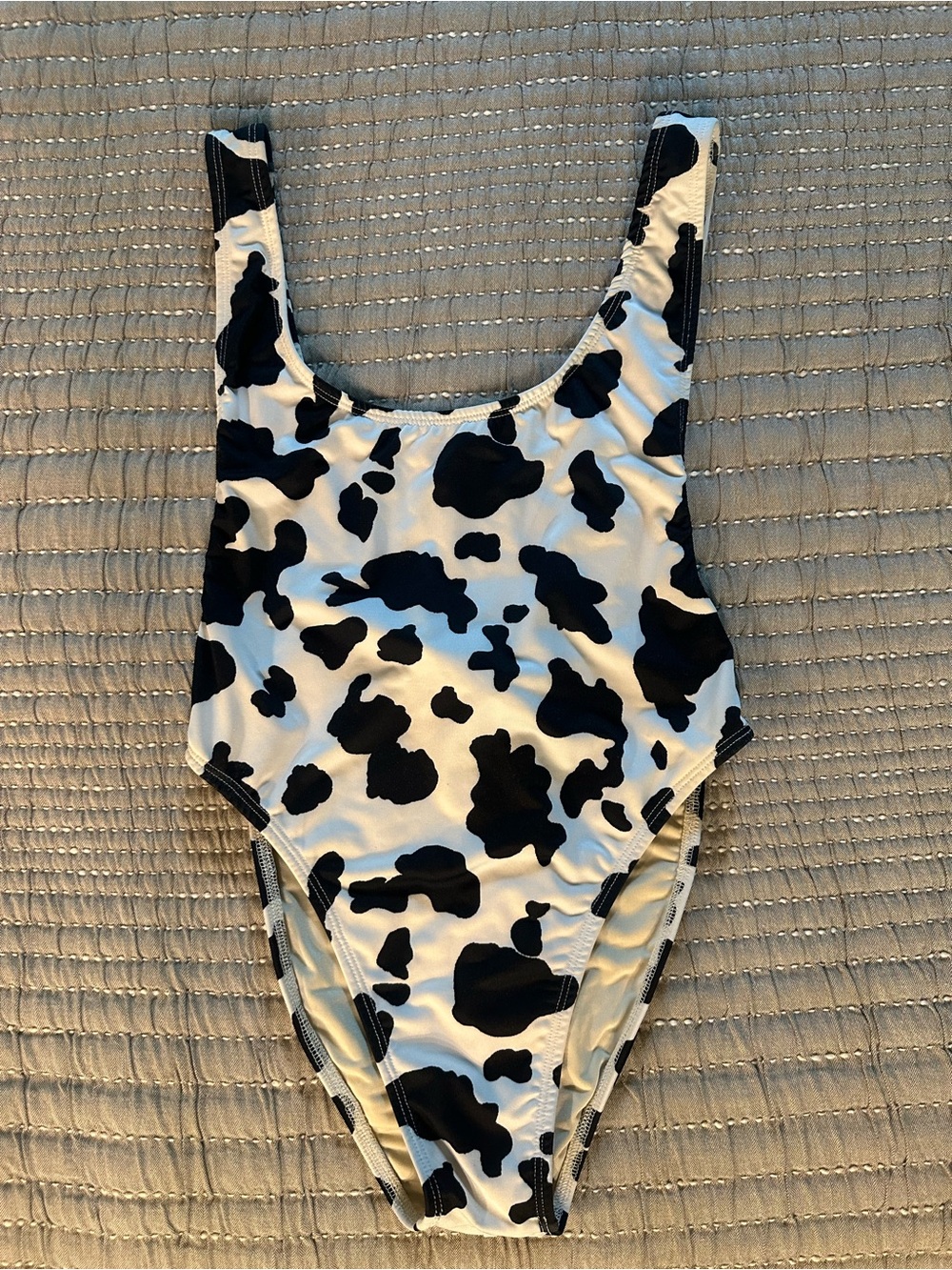 Eastnwest Cow Print One-Piece High Leg Swimsuit - Black & White